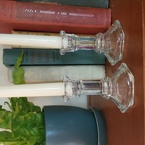 Vintage Glass Candle Holders- Set of 2